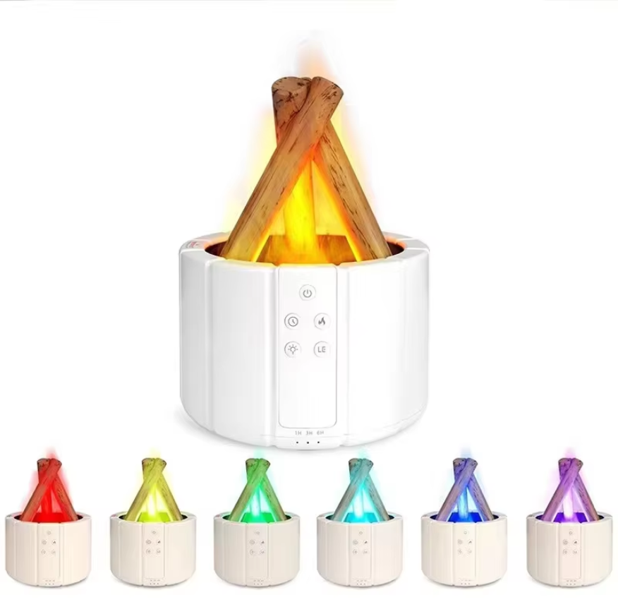 AirFlame Ultrasonisk Luftfugter med Pejselignende Flammeeffekt l Kompakt & Effektiv l Vanero