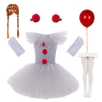 Pige Kostumekjole Polyester & Tylmateriale | Justerbar Strop Tutu Kjole | Klovndesign Til Halloween & Udklædning | Vanero