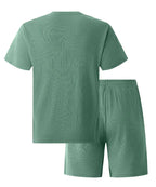 Herresæt Bomuld Polyester Blanding | Relaxed Fit Lounge Sæt | Kortærmet Overdel & Shorts til Hverdagsbrug & Fritidsaktiviteter | Vanero