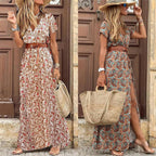 Dame Maxikjole Polyester | Boheme Stil Maxikjole | Let Lang Silhuet til Forårs- og Sommerbrug | Vanero