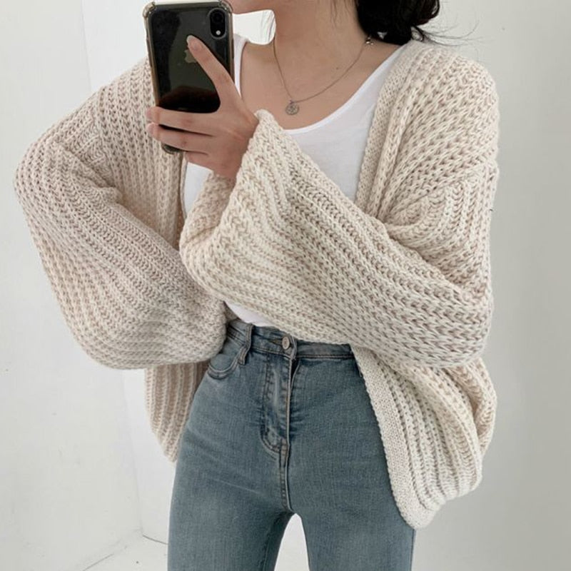 Dame Strikket Cardigan Akrylblanding | Oversized Åben Cardigan | Kabelstrikket Design Til Hverdagsbrug & Sæsonbrug | Vanero