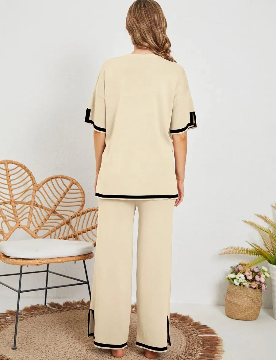 Beige Todelt Outfit | Polyester | Elegant & Hyggeligt l Vanero