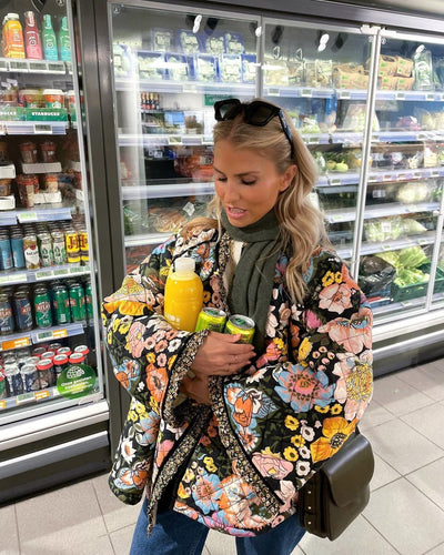 Blomstret Reversibel Jakke | Varme og Stil i Ét | Boheme-Design l Vanero