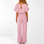 Dame Jumpsuit Tekstilblanding | Regular Fit Jumpsuit med Bælte | Heldækkende Design til Hverdagsbrug & Sociale Anledninger | Vanero