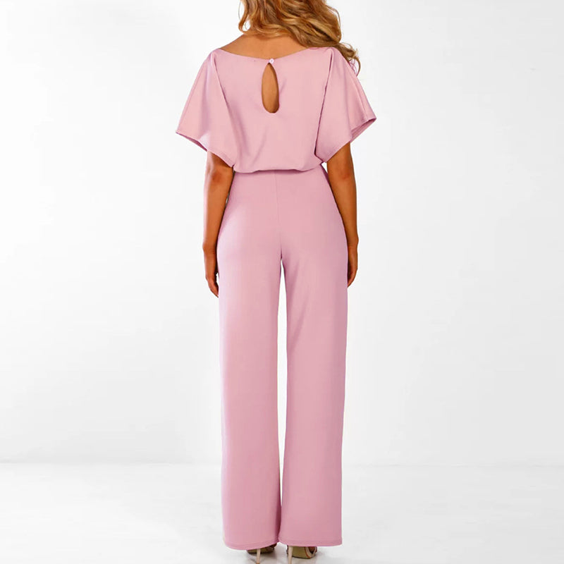 Dame Jumpsuit Tekstilblanding | Regular Fit Jumpsuit med Bælte | Heldækkende Design til Hverdagsbrug & Sociale Anledninger | Vanero