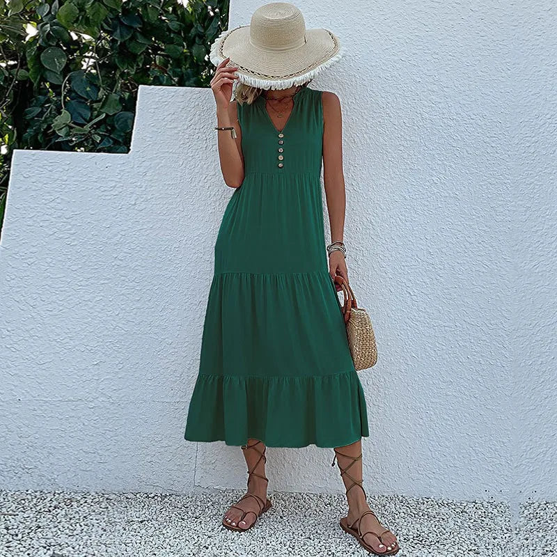 Alma l Luftig Maxi Kjole med Tidløs Elegance l Vanero