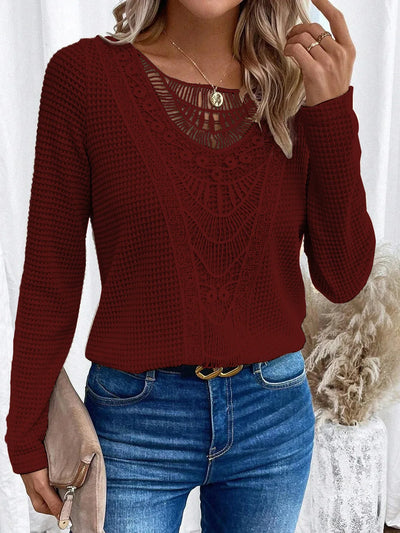 Bluse med Blonder | Struktureret Strik | Elegant & Boheme l Vanero