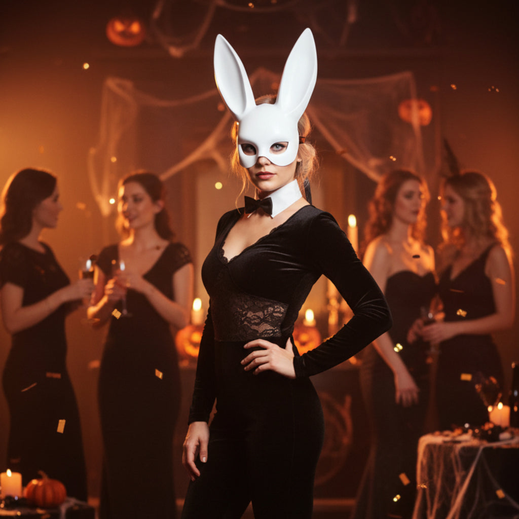 Kanin Cosplay Maske | Justerbar Rem & Design Med Lange Ører | Let Kostumetilbehør Til Halloween & Temafester | Vanero