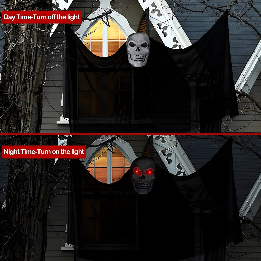 Hængende Skeletdekoration | LED-Øjne & Lydeffekter | Ophængt Halloween-Pynt Til Fester, Spøgelseshuse & Sæsondekoration | Vanero