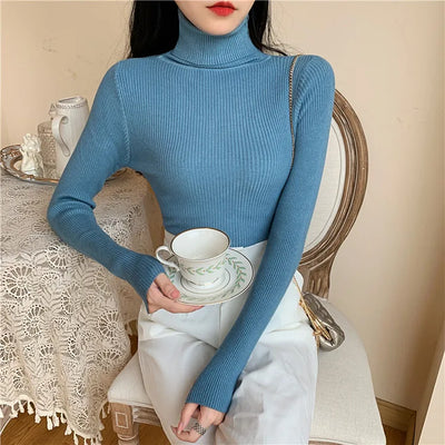 Ribstrikket l Rullekrave Bluse | Vanero