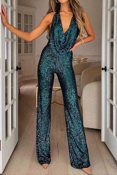 Mette | Jumpsuit med Pailletter Dame Sort | Vanero
