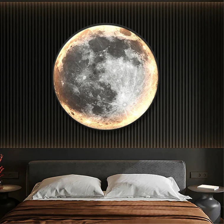 Lunara | LED Væglampe til Senge med Jord en Måne Design | Vanero