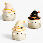 Spøgelse Keramikkrus med Låg | Sort Halloween-Design | Genanvendeligt Kaffe- & Tekrus Til Varme Drikke og Sæsonbrug | Vanero