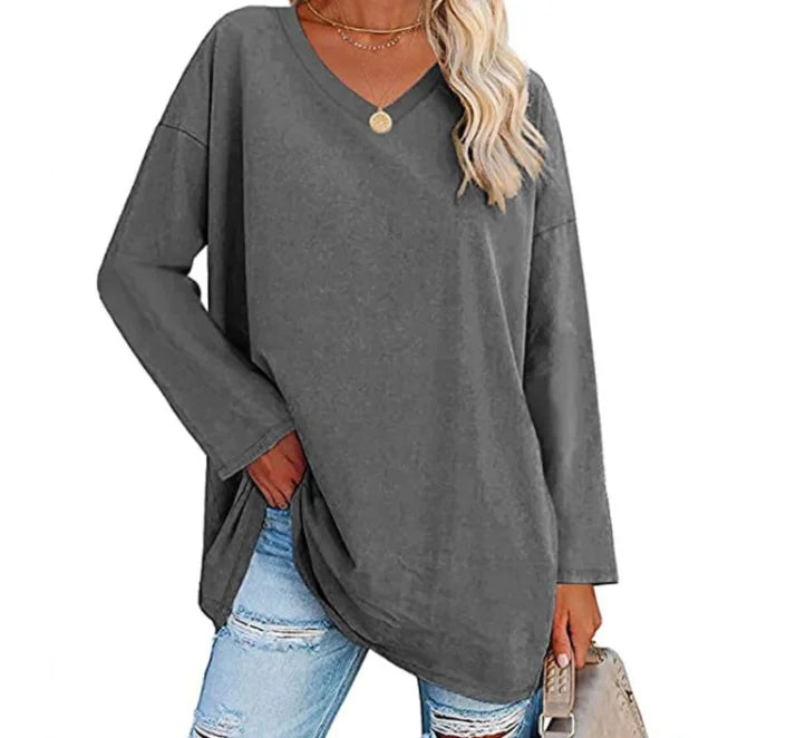 Oversized l V-Hals Langærmet Trøje | Vanero