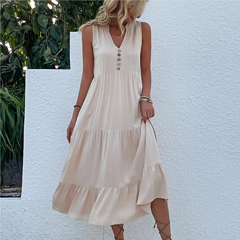 Alma l Luftig Maxi Kjole med Tidløs Elegance l Vanero