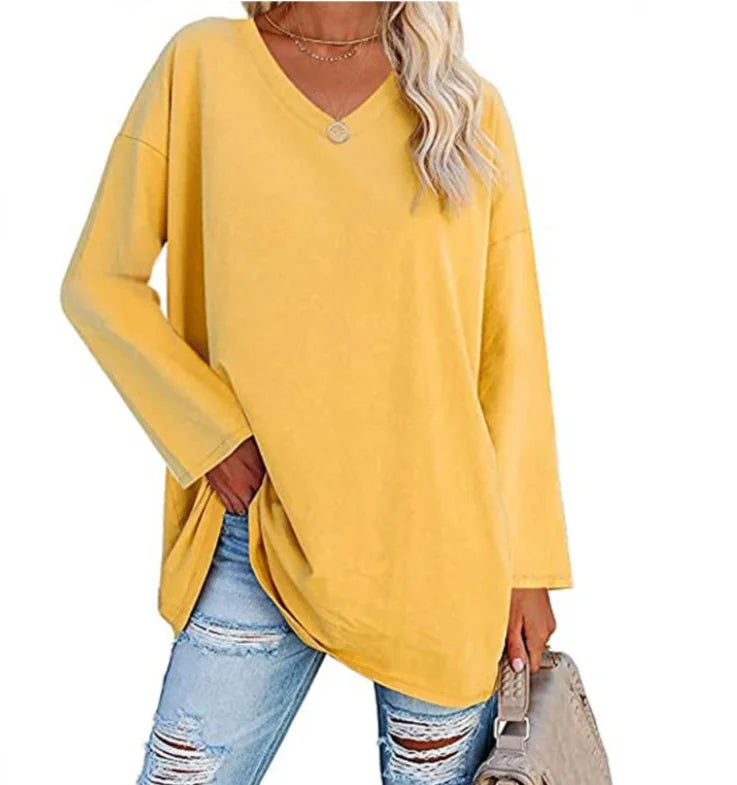 Oversized l V-Hals Langærmet Trøje | Vanero