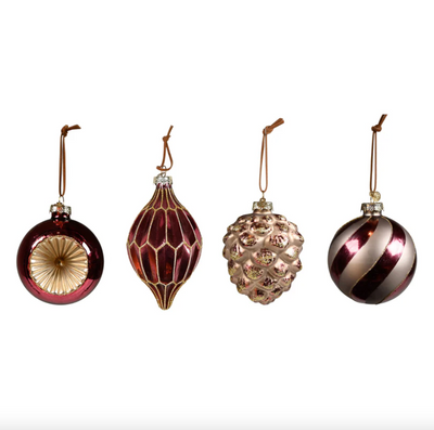 Julekugler i Glas | Pakke med 4 Stk | Vanero