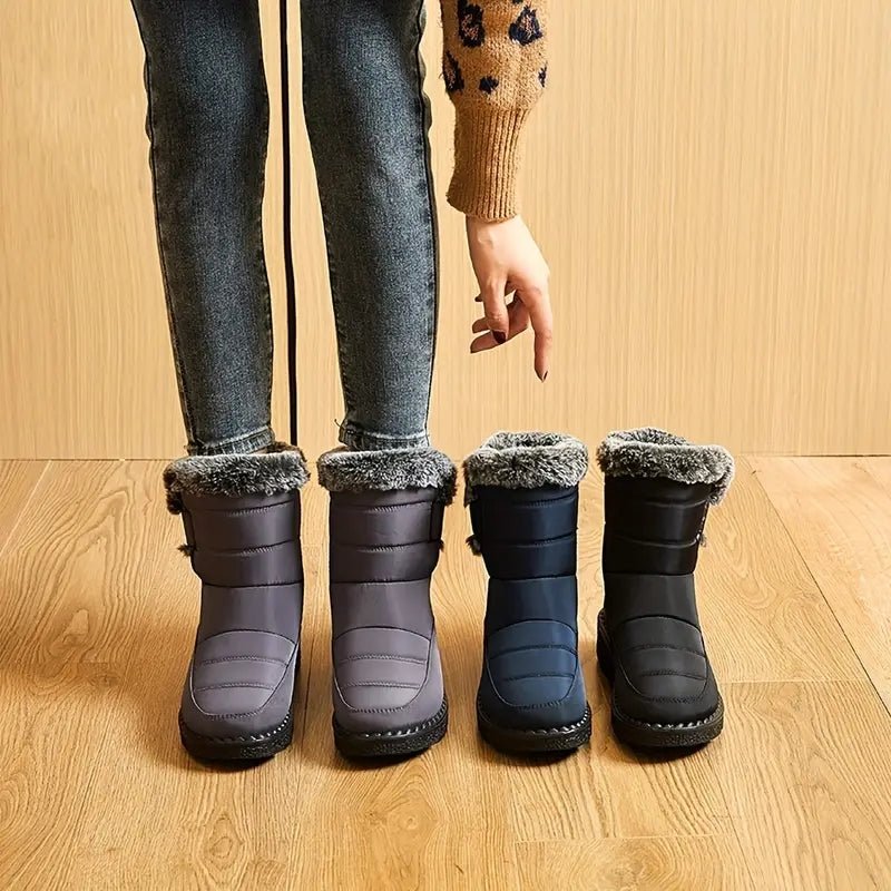 Dame Pelsforede Sneboots | Slip-On Design & Varm Foring | Vinterstøvler Til Hverdagsbrug Udendørs i Koldt Vejr | Vanero