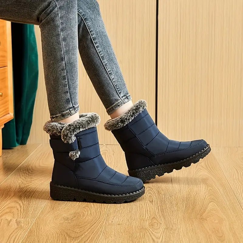 Dame Pelsforede Sneboots | Slip-On Design & Varm Foring | Vinterstøvler Til Hverdagsbrug Udendørs i Koldt Vejr | Vanero