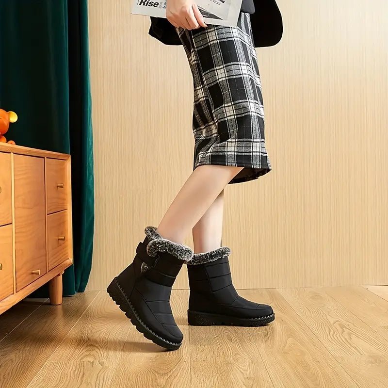 Dame Pelsforede Sneboots | Slip-On Design & Varm Foring | Vinterstøvler Til Hverdagsbrug Udendørs i Koldt Vejr | Vanero