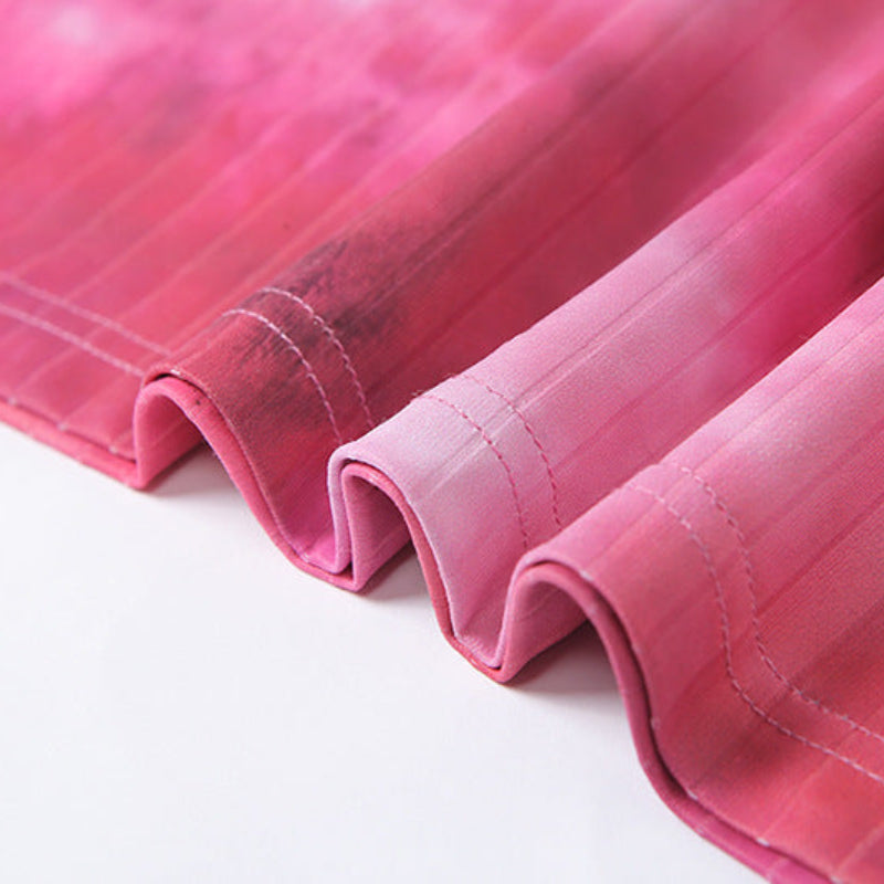 Dame Sommerkjole Polyester | Afslappet Pasform Kjole | Tie-Dye Mønster og Sommerfugleærmer til Hverdags- og Fritidsbrug | Vanero