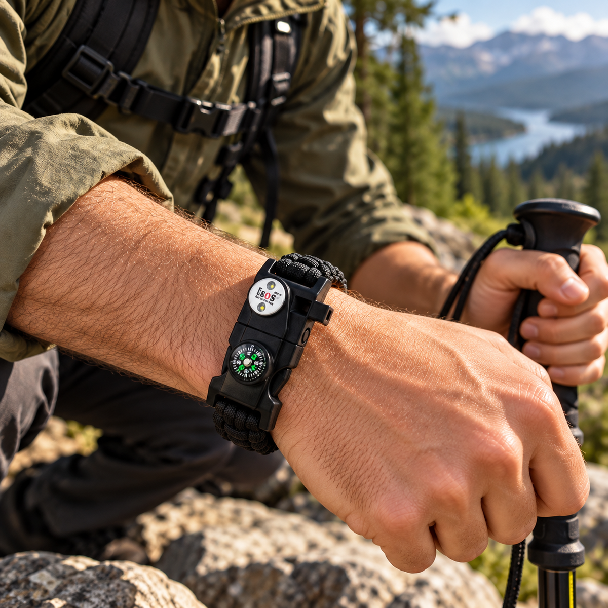 Survival Armbånd Med Paracord | Integreret Kompas og Ildstarter | Multifunktionelt Outdoor Udstyr Til Camping og Vandring | Vanero