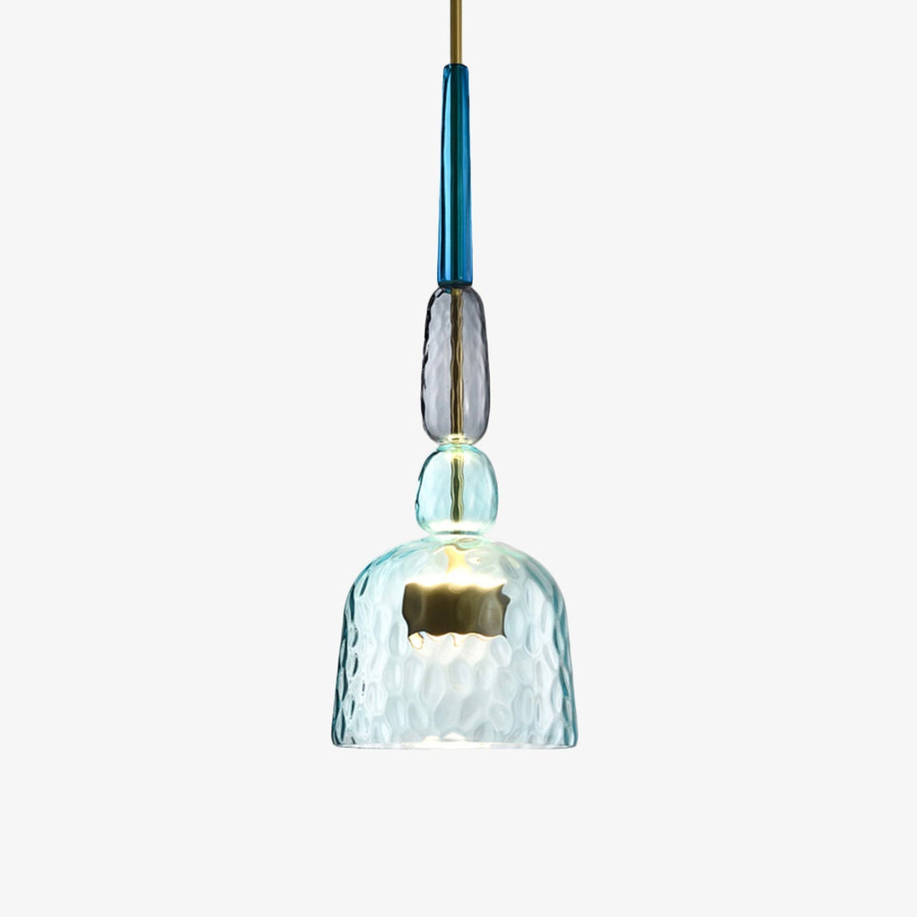 Pendellampe Med Farvede Glasskærme | Seks G9 Fatninger Og Justerbart Ophæng | Indendørs Loftbelysning | Vanero