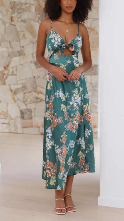 SATIN l FLORAL DRESS l VANERO