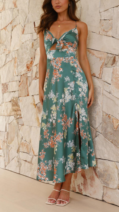 SATIN l FLORAL DRESS l VANERO