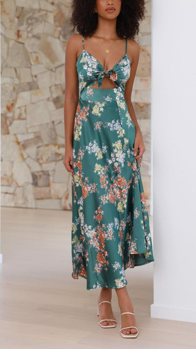 SATIN l FLORAL DRESS l VANERO