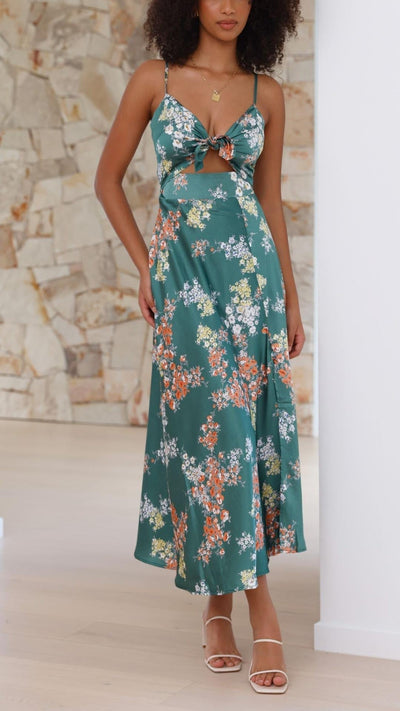 SATIN l FLORAL DRESS l VANERO