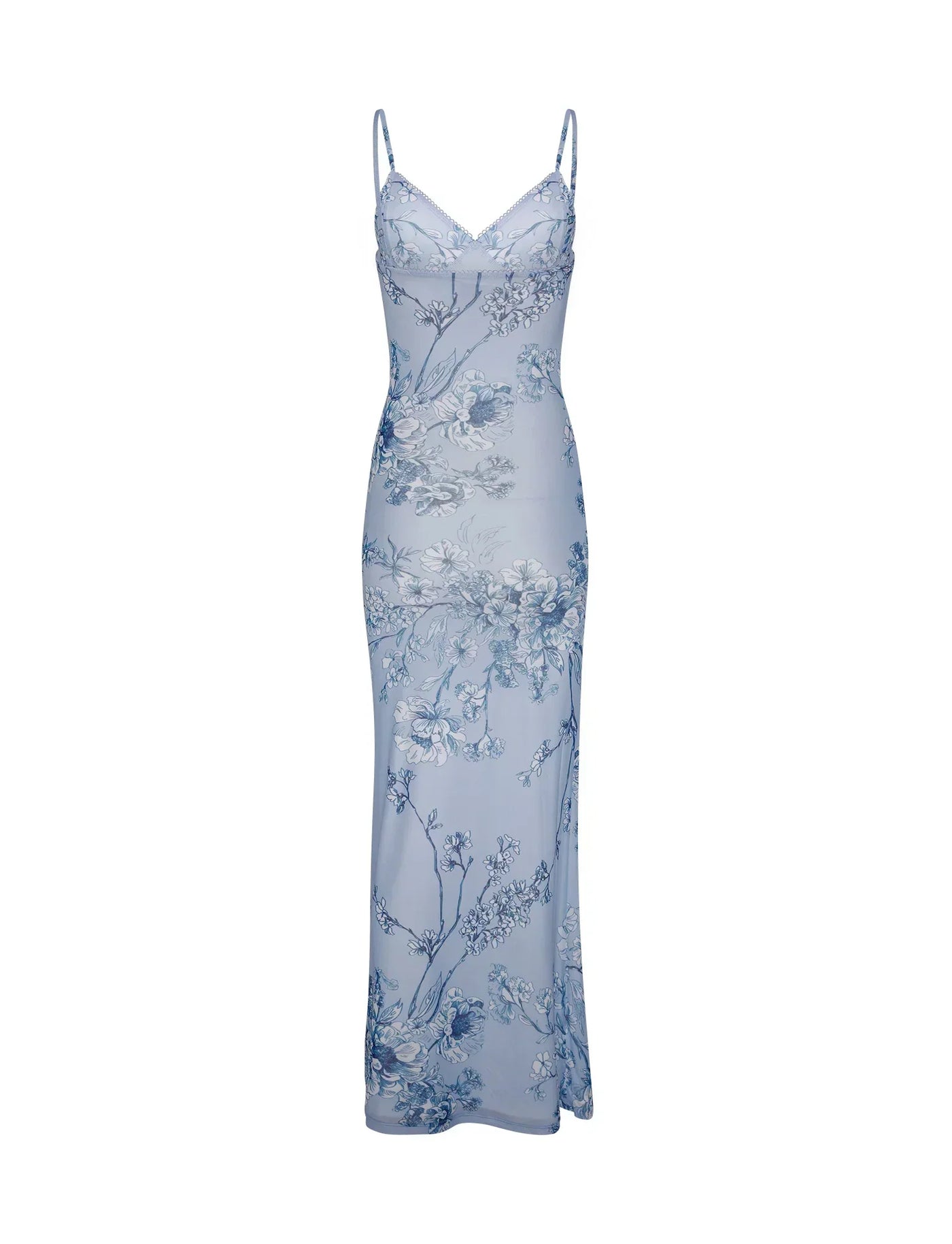 Blomstret Blå Blondekjole | Elegant & Feminint | Vanero