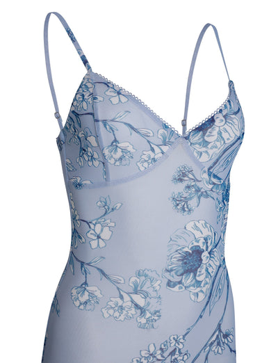 Blomstret Blå Blondekjole | Elegant & Feminint | Vanero