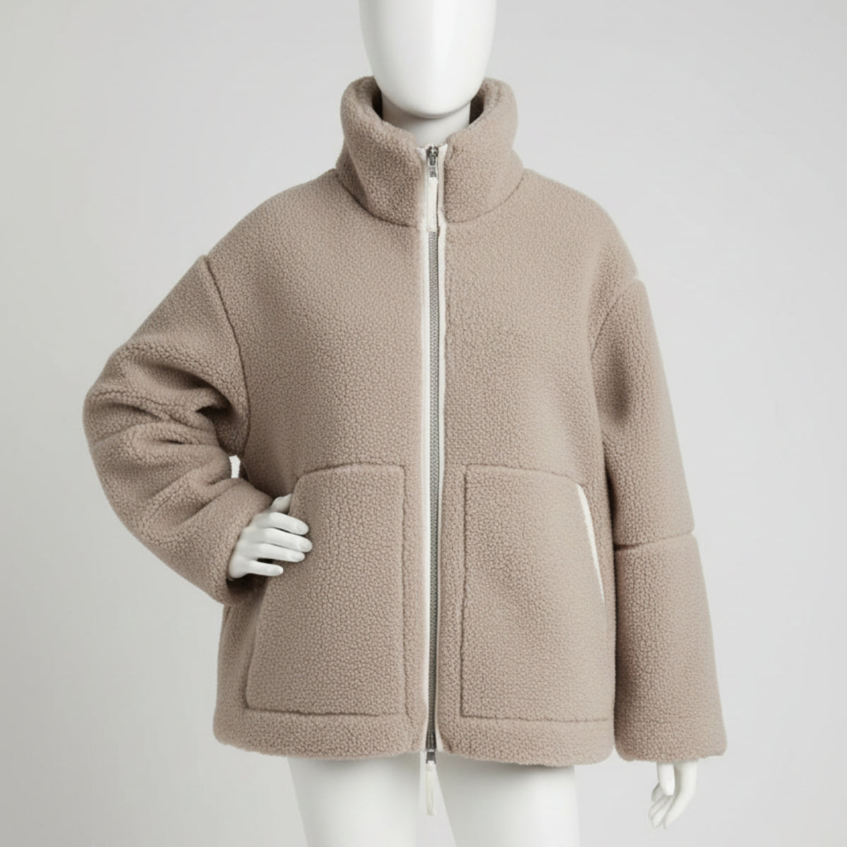 Dame Teddy Fleecejakke | Oversized Pasform Med Lynlåslukning | Langærmet Overtøj Til Efterår & Vinter | Vanero