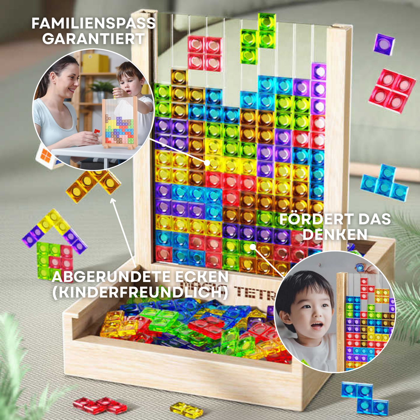 EcoBlock Tetris Bræt | Bæredygtigt Træpuslespil Til Børn & Voksne | Vanero