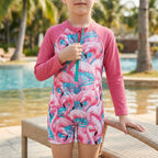 Pige Rashguard | Polyester Rashguard Med Lange Ærmer Og Solhat | Strand Og Pool | Vanero
