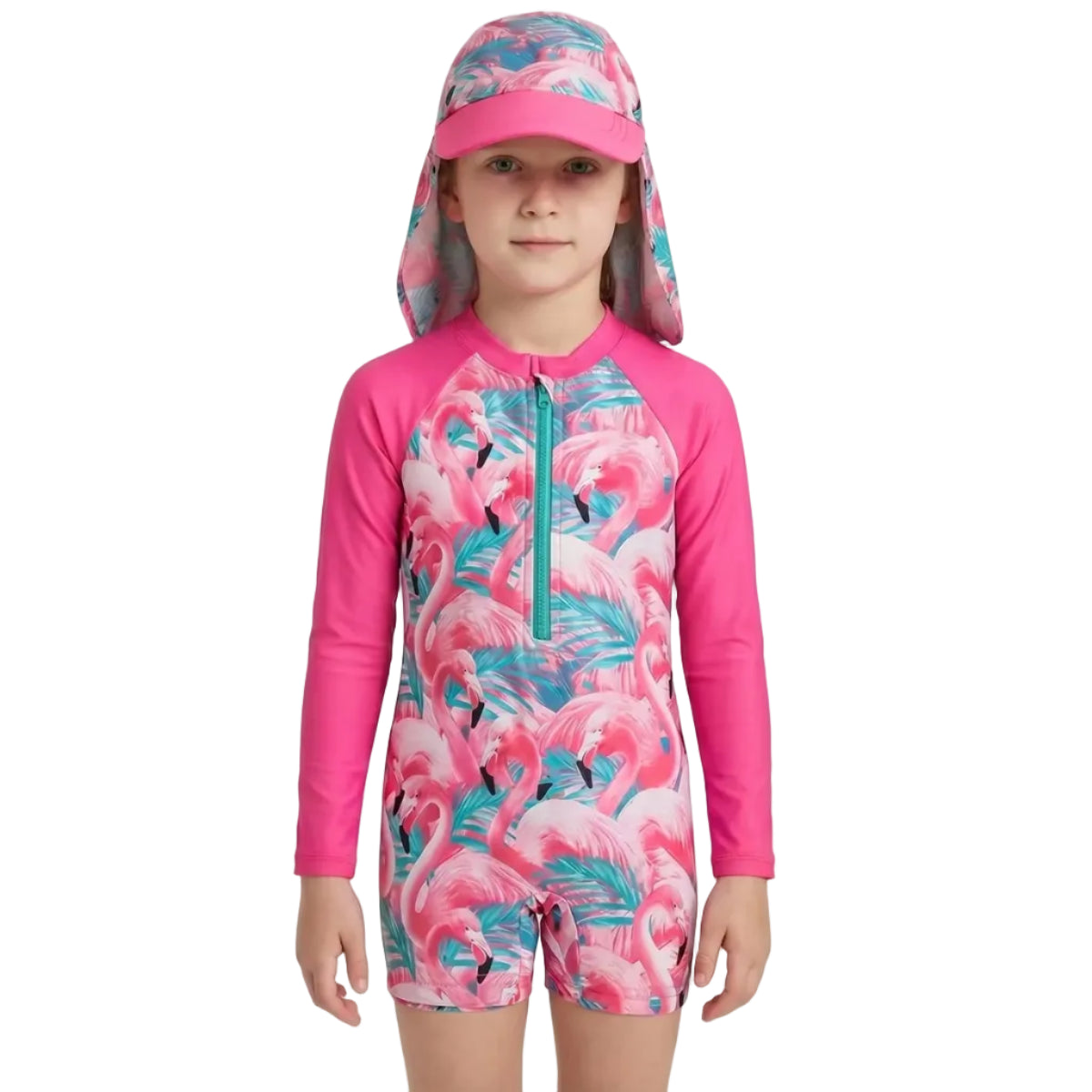 Pige Rashguard | Polyester Rashguard Med Lange Ærmer Og Solhat | Strand Og Pool | Vanero
