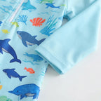 Småbørns Svømmeromper | Polyester Elastan Langærmet Badesæt Med Solhat | Strand Og Pool | Vanero
