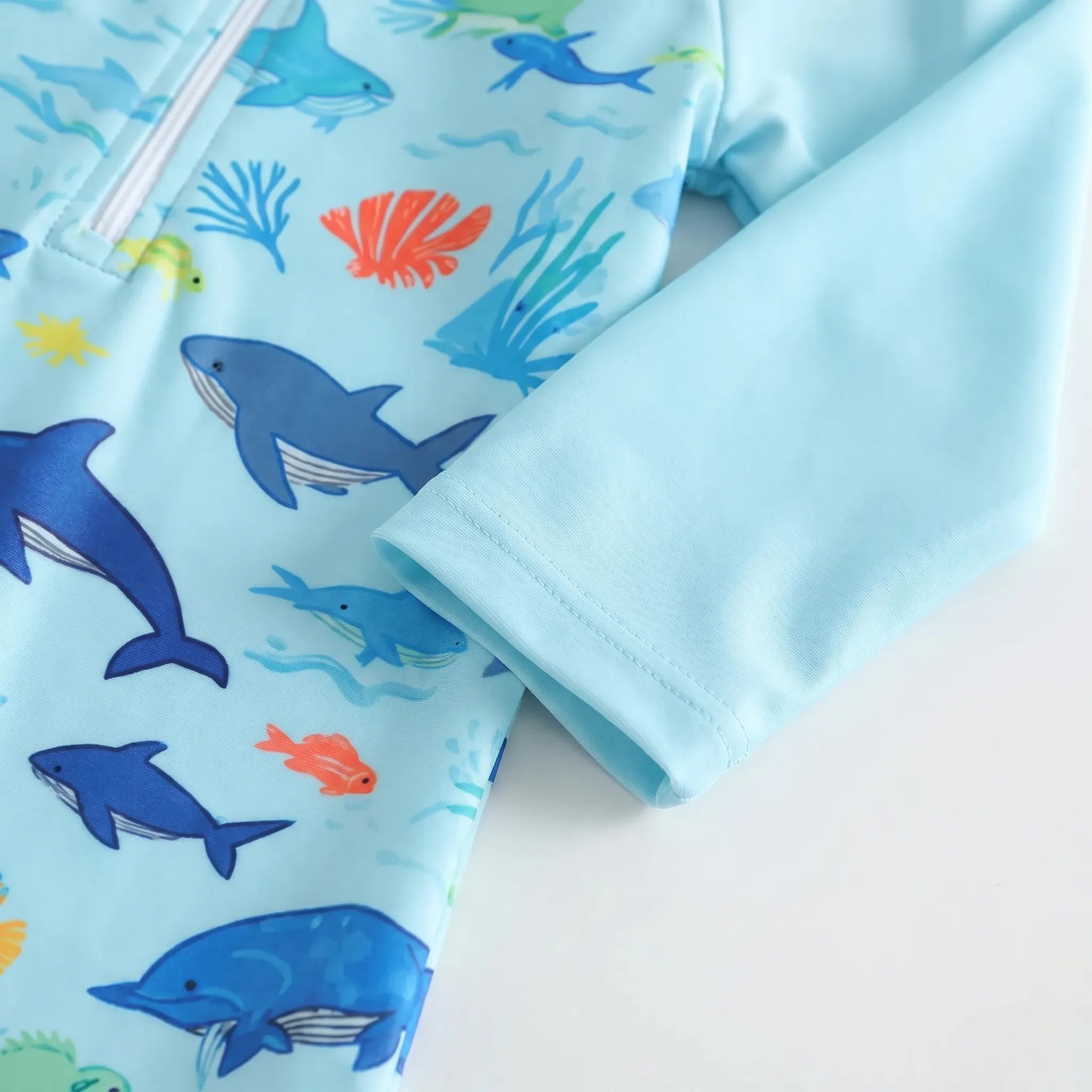 Småbørns Svømmeromper | Polyester Elastan Langærmet Badesæt Med Solhat | Strand Og Pool | Vanero