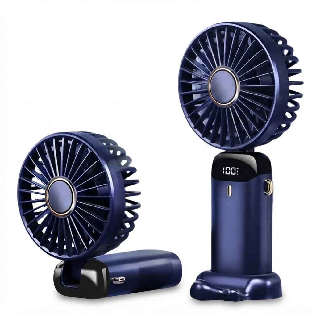 Håndholdt USB-Ventilator Med 5000 mAh Batteri | Foldbar Personlig Ventilator Med Digitalt Display | Rejser Og Daglig Brug | Vanero