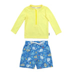 Børne Badetøjssæt | Polyester Og Elastan Rash Guard Med Svømmeshorts | Strand Og Pool | Vanero