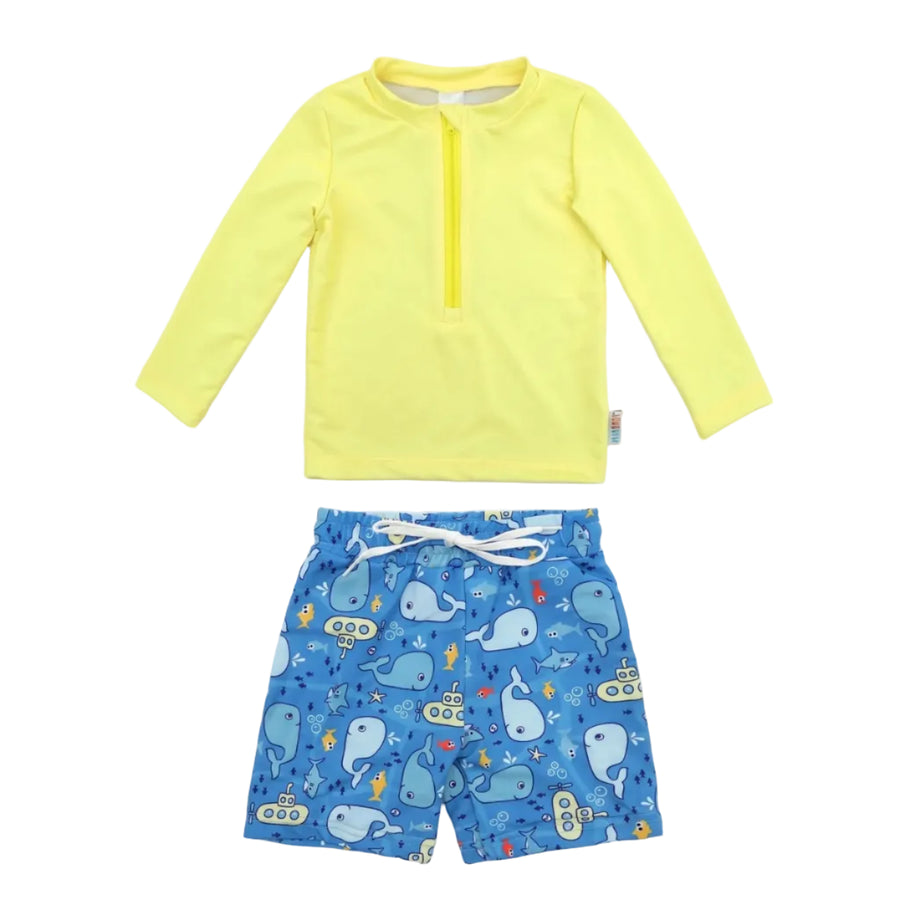 Børne Badetøjssæt | Polyester Og Elastan Rash Guard Med Svømmeshorts | Strand Og Pool | Vanero