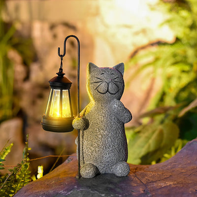 LumiPaws | Solcelledrevet Gylden Kattefigur med Lys til Magisk Udendørs Havedekoration | Vanero