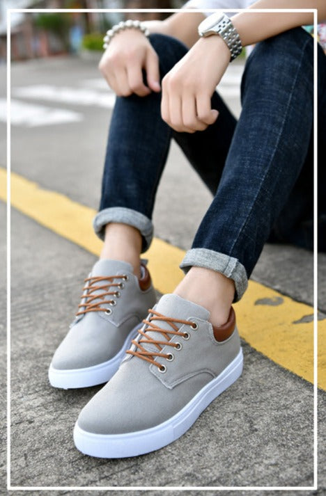 Herre Canvas Sneakers Lav Profil Design | Snørelukket Fritidsfodtøj | Gummisål Til Hverdag & Fritidsbrug | Vanero