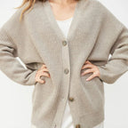 Dame Strikcardigan Strikmateriale | Løs Pasform Cardigan | Knaplukning Foran Til Hverdagsbrug & Lag-På-Lag Styling | Vanero