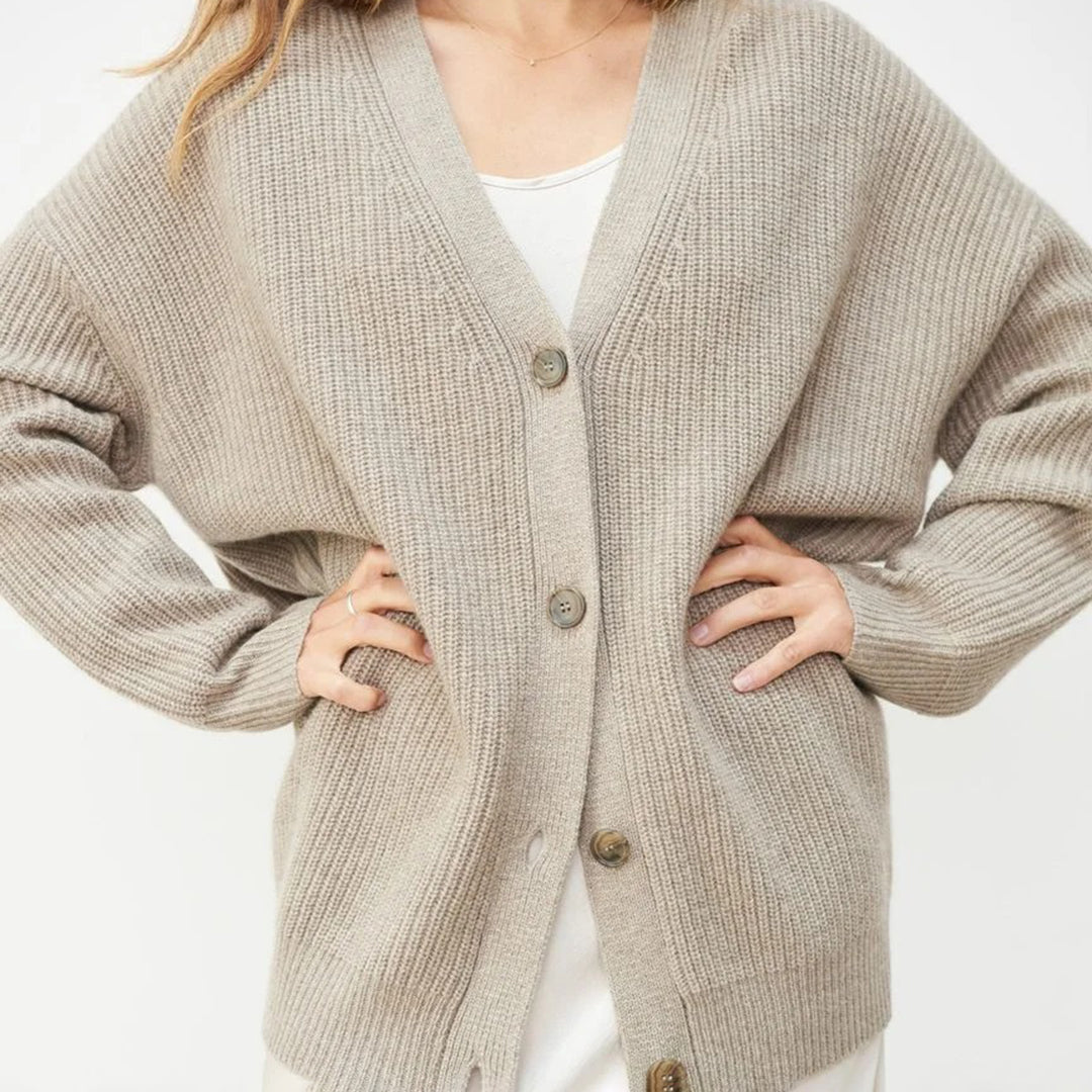 Dame Strikcardigan Strikmateriale | Løs Pasform Cardigan | Knaplukning Foran Til Hverdagsbrug & Lag-På-Lag Styling | Vanero