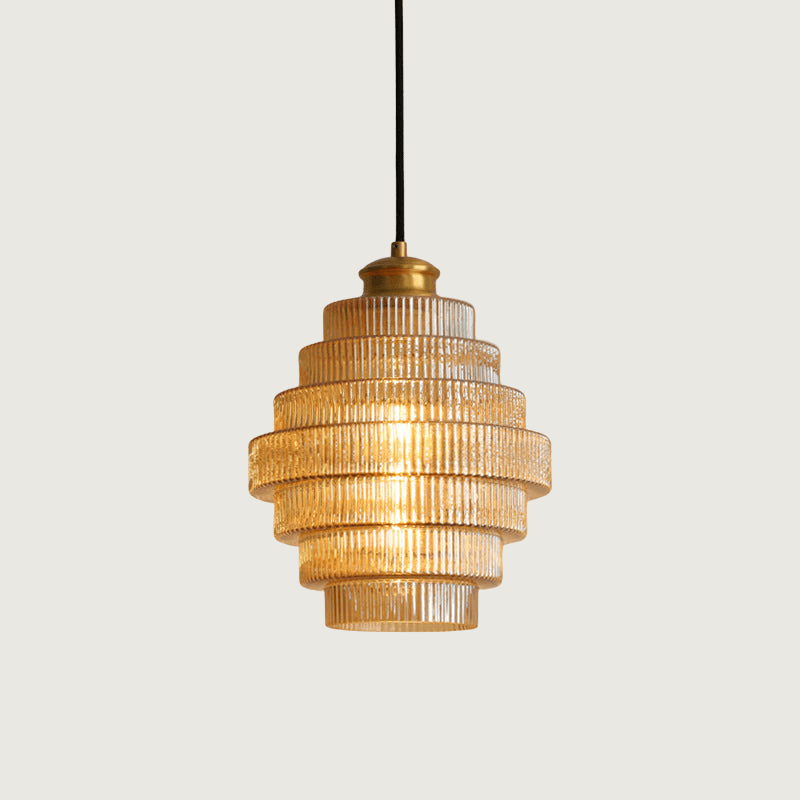Flaskeformet Pendellampe Med Glasskærm | Loftlampe I Messing Kompatibel Med E27 Pærer | Justerbar Indendørs Belysning | Vanero