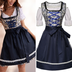 Dame Dirndl Kjole Bomuldsblanding Polyester | Almindelig Pasform Midikjole | Blomstermønster Med Forklæde Til Festivaler & Temafester | Vanero