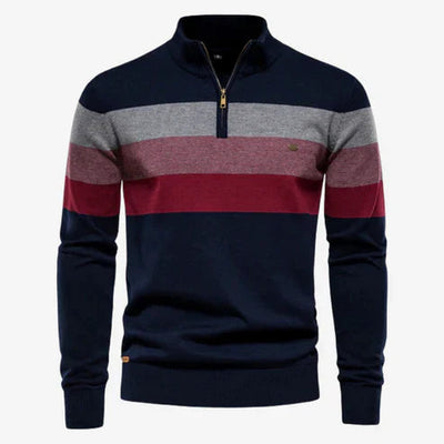 Rolf |  Stribet sweater med kvart lynlås l Vanero