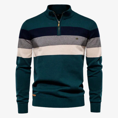 Rolf |  Stribet sweater med kvart lynlås l Vanero
